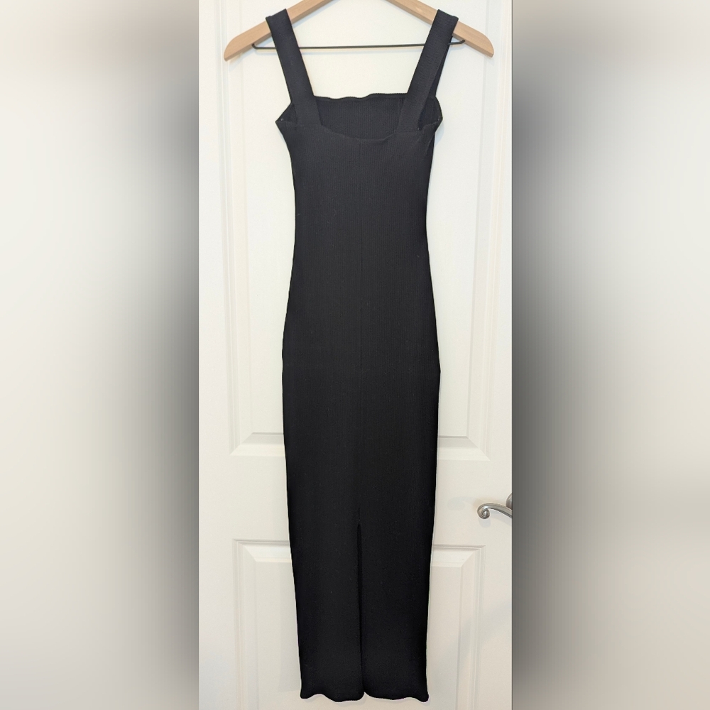 Reformation Black Ribbed Stretch Dress XS - Picture 2 of 6